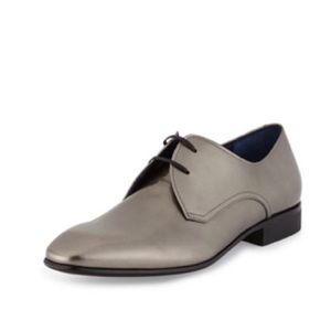 Salvatore Ferragamo Metallic Pewter Dress Shoes |Celtic Gray Patent.